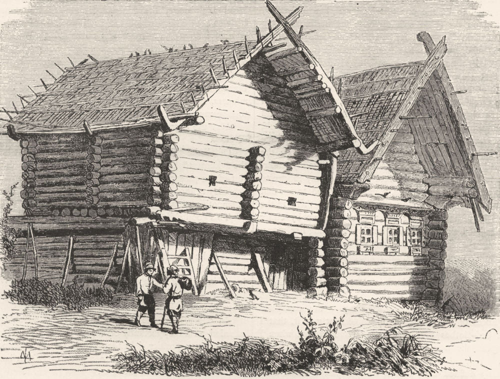BALTICS. Livonia. Lettish farm 1880 old antique vintage print picture